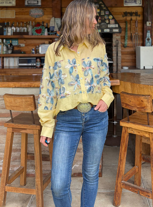 Blusa Flor 3D Amarilla
