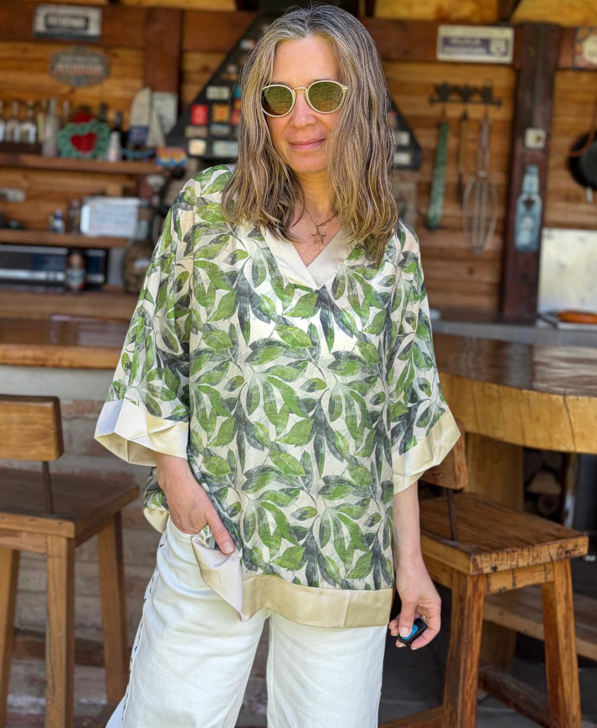 Blusón Estampado Jazmin Verde