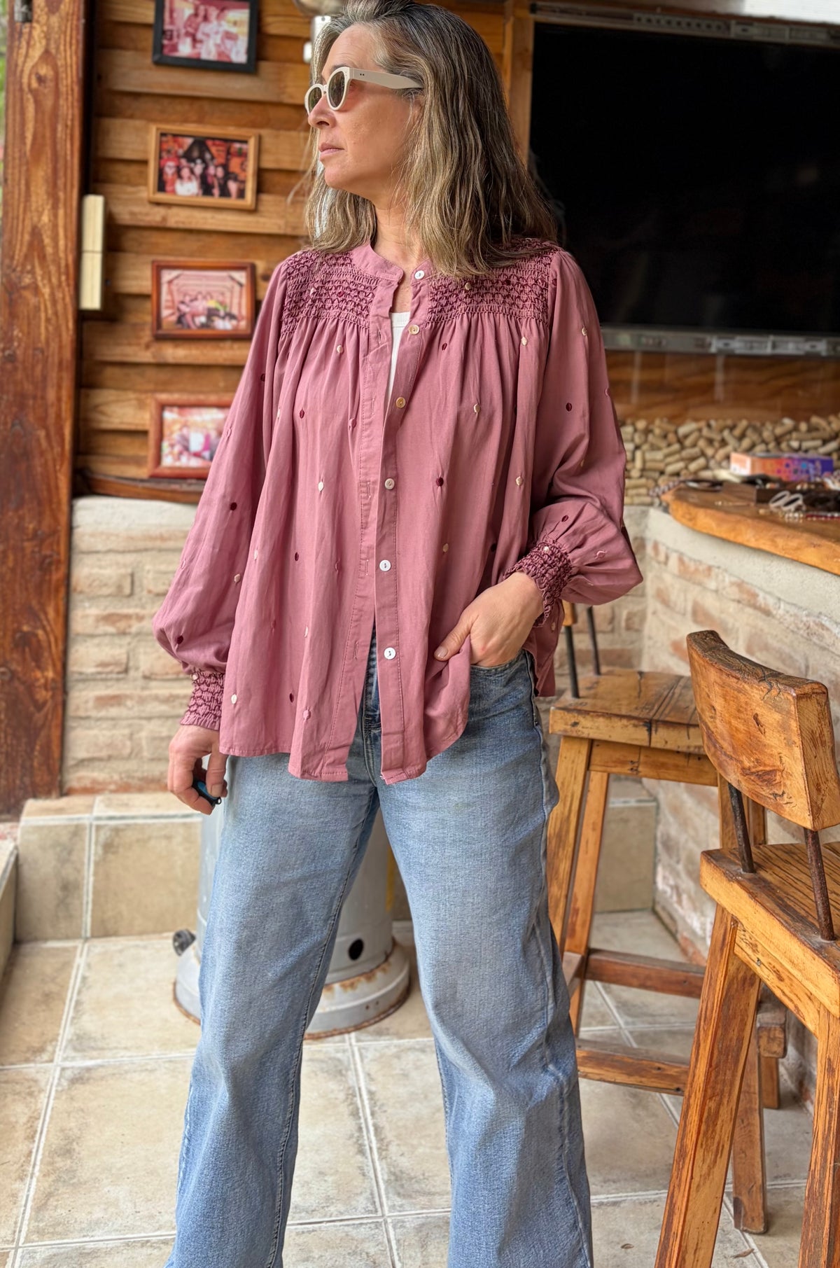Blusa Panal Rosa Viejo