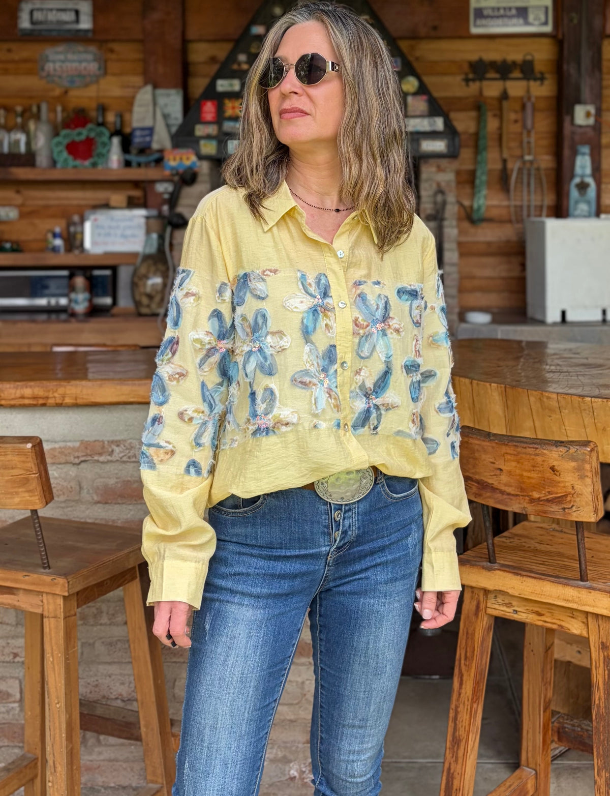Blusa Flor 3D Amarilla