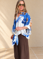 Blusa amarra flor azul