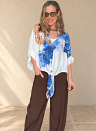 Blusa amarra flor azul