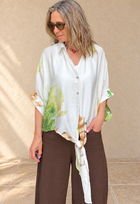 Blusa amarra flor verde